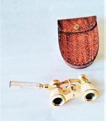 Binoculars Heavy Pure Quality Brass Mother of Pearl Leather Box Leaf Desgin/Women's Gifts,Son, Daughter Gift Wedding Gifts, Anniversary by MUSKAN NAUTICAL STORE