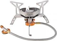Portable Camping Gas Stove Electronic Ignition Windproof Design for Outdoor Cooking Folding Burner for Picnics Hiking and Camping