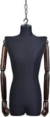 Mannequin Body Torso Female, Wedding Dress Display Half Scale Hanging Dummy Maniquins with 150cm Chain for Clothing Jewelry, 4 Colors,D (C)