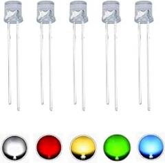 10 PCS 5MM LED Diode Flat Top Yellow White Blue Green Red Electronics Components Multicolor Light Emitting Diodes Bright Bulbs(Red)
