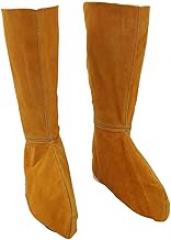 Fireproof Split Leather Welding Shoe Spats 390mm Length weight Shoe or Cover for Welders - Tear with Reinforced Metal Nails