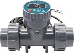 DN25-80 High Precision Smart Digital Display Flowmeter RS485 LCD Electronic Flowmeter PVC Flow Sensor for Farm/Garden Irrigation(DN25,LCD Version)