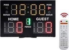 Electronic Scoreboard, Basketball Digital Scoreboard, Wall Mounted Professional Score Clock with 75dB Buzzer, Countdown Timer and Game Score, Battery Powered