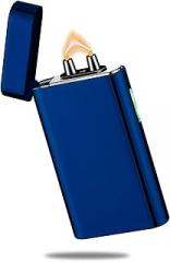 Electric Lighter Rechargeable USB C Plasma Arc Lighter Big Flame Electronic Lighters Metal Windproof Unique Pocket Lighters Box for Holiday, Friends, Family(Ice Blue)