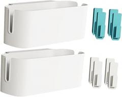 Sosoport 2pcs Dorm Room Bedside Organizer Wall-mounted Storage Rack Desktop Storage Holder Hooks for Electronics Supplies