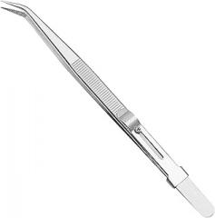 INLIMA Tweezers Precision Tweezers Jewelry Electronic Components Tweezers Adjustable Straight Curved Tip DIY Diamond Gem Jewelry Making Tool (Color : Silver02)