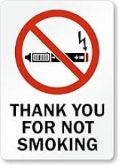 Electronic Cigarettes Prohibited Sign: Thank You For Not Smoking (With Graphic) Man Cave Metal Sign 8x12 Inch – Yard, Indoor or Outdoor Wall Decor