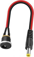 Easy Installation DC5525 Male Plugs to Female Panel Mount Threaded Adapter Cable for Electronics Projects 20cm