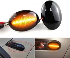 Generic SAARMAT 2pcs Smoked Lens Amber Full LED Bumper Side Marker Light Kit for Mini Cooper R56 R55 R57 R58 R59,Led Side Marker Lights,Replace OEM Front Sidemarker Lamps,Dynamic