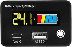 DC8-30V 6-1 VoltTrackier Metier Power Indicator USpB3.0+Tpye-C Output Battreriy Level Tester Low Voltage Alarrm Replacement for OEM New 2026 High for Reliable Electronic Component