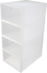 Milisten Thickened Plastic Shoe Boxes White Frame Men’s Shoes Storage Containers Waterproof Dustproof Household Sundry Organizer 4pcs Stackable