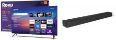 Bundle of Roku Smart TV 2025 – 50-Inch Select Series, 4K HDR TV – RokuTV with Enhanced Voice Remote+ Roku TV Wireless Soundbar, Soundbar Exclusively for RokuTV with Enhanced Stereo Sound