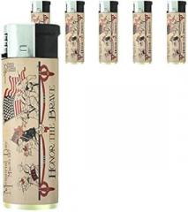 Refillable Electronic Lighter Set of 5 Pieces D-187 Honor The Brave Memorial Day