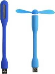 USB Cooling Fan Electronic Gadget Led Usb Ventilador Portable Flexible Gadget For Laptop Smart Phone USB Camping Gear Desk Fan And Light USB Powered LED Light And Fan, Blue