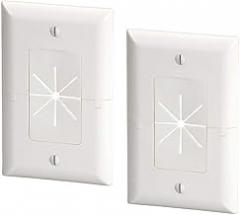 DataComm Electronics 45-0017-WH-2PK (2 Pack) Split Style TV Plate with Flexible AV/HDMI Cable Pass-Through - White