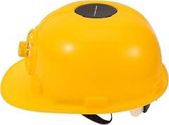GARVALON Solar Powered Hard Hat with Built-in Fan, Yellow Safety Helmet for Construction Work, Outdoor Sunshade Protective Headgear
