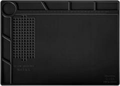 S-130 Black Insulation Silicone Soldering Mat, Heat Resistant Silicone Work Mat 932F with Scale Ruler and Screw Position for Soldering, Electronics Repair 13.8 x 9.8 inch