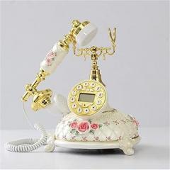 European Vintage Handcrafted Landline Telephone, Rustic Resin Antique Décor with Caller ID, Electronic Calendar, Ideal for Living Room or Office