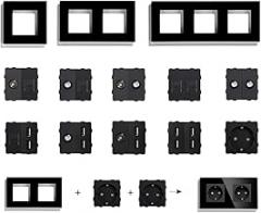 EU Wall Glass Panel with Internet Socket CAT5 RJ45 ST TV USpB Function Parts Power Socket DIY Combination New 2026 High for Reliable Electronic Component, Precision, Stable Performance