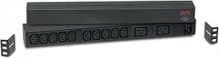 APC Rack Mount PDU, Basic 120V-240V/16A, (12) Outlets, 1U Horizontal Rackmount (AP9559) Black