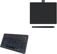 BoxWave Keyboard Compatible with Huion Inspiroy RTS-300 - SlimKeys Bluetooth Keyboard - with Backlight, Portable Slim LED 7 Colors - Jet Black