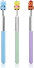 3pcs Extendable Pointer Stick, Cute Retractable Pointer Telescopic Presenter Tool Reading Supplies for Elementary Kindergarten School Whiteboard Classroom (Bear Style)