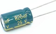 Aluminum Electrolytic Capacitor 25V 820UF Low ESR Impedance High Frequency Size 10 * 16 820UF25V 10pcs