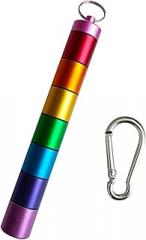 FAYALA Pill Disperser Waterproof 7 Days Rainbow Pill Holder Travel Pill Container Portable Medicine Keychain Daily Airtight Pill Organizer (25 * 189)