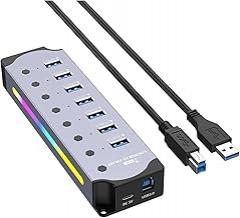 4-7 Ports USpB 3.0 HUB Aluminum Alloy RGB Wire Converter Charging Dock Station with Switch for Laptop PC Computer Accessories New 2026 High for Reliable Electronic Component