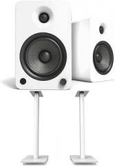 Kanto YU6MW 200W Bookshelf Speakers with Bluetooth - Matte White (Pair) with Kanto SP26PLW 26
