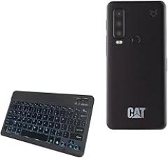 BoxWave Keyboard Compatible with CAT S75 - SlimKeys Bluetooth Keyboard - with Backlight, Portable Slim LED 7 Colors - Jet Black