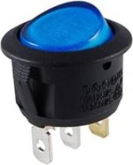 NTE Electronics 54-530 Snap-in Round Hole Illuminated Rocker Switch, SPST Circuit, ON-None-Off Action, Nylon Blue LED Actuator, 0.187