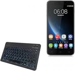 BoxWave Keyboard Compatible with Oukitel U7 Pro - SlimKeys Bluetooth Keyboard - with Backlight, Portable Slim LED 7 Colors - Jet Black