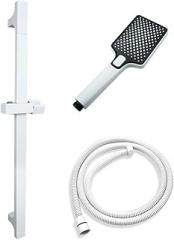 White Adjustable Shower Rod Lifting Rod Extendable Wall Mounted Shower Horizontal Rod Column Bathroom Riser Sliding