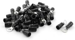 Electronic Components 50Pcs 6.4mm Black Pre Insulated Ring Terminal Connector for 12-10AWG Wire Cable