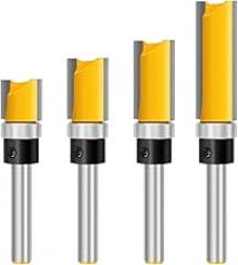 4 Pcs 1/4 Shank Wood Cutter Woodworking Tools Top Bearing Flush Trim Router Bits for Woodworking New 2026 High for Reliable Electronic Component, Precision, Stable Performance
