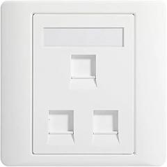 CAT6 RJ45 Internet Pass-Through LAN Panel Network Socket 86x86mm Wall Plate