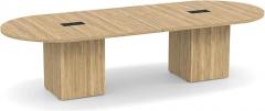 Natural Aspen Executive 10 ft Conference Table Oval Racetrack Shaped Square Cube Legs Doors 1.5