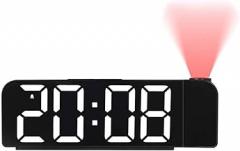 Color Digital Projection Alarm Clock, 180 Rotating Projection Clock, 3 Gear Brightness Adjustment, LED HD Color Light Display Electronic Desk Clock, Clock with Temperature Monitoring
