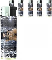 JS & Caren Bad Girls Pin Up Girl Model Set of 5 Lighters S11 Electronic Refillable Flame Cigarette Smoking