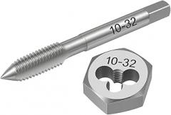 10-32 UNF Tap and Die Set Precision Thread Repair and Creation Kit with HSS Tap and Hex Die for Internal and External Threads