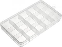 uxcell Component Storage Box - Plastic Fixed 15 Grids Electronic Component Containers Tool Boxes Clear White 170x100x23mm