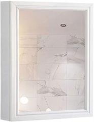 Mirror Bathroom Mirror Cabinet， Toilet Locker， Space Aluminum Single Door Mirror Box 2 Space， Home Fashions Cabinet Cupboard with Modern Design，White，60X40X12Cm