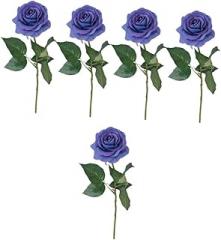 Milisten Artificial Blue Rose Stem 5pcs Set, Vivid Simulation Silk Flowers for Wedding Garden Decor and Home Artificial Flower Scene Adornment