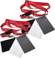 2pcs Black White Grey Balance Card Set with Neck Lanyard Strap for Accurate Exposure Photography and Video Shooting