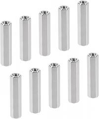 YOKIVE 10 Pcs M4 Spacers, Brass Hex PCB Standoffs Nuts, Keep Height Consistent, Great for Motherboard, Circuit Board, Electronics (Silver Tone, 25mm)
