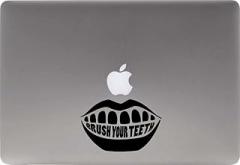 Brush Your Teeth Vinyl Decal Sticker for Computer MacBook Laptop Ipad Electronics Home Window Custom Walls Cars Trucks Motorcycle Automobile and More (Black)