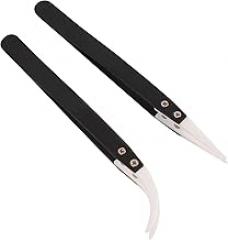 2Pcs Tweezers Set Insulation Ceramic Electronic Pointed Tip For Electronics Repair Soldering And Jewelry