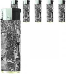 JS & Caren Vintage Pirate Ship Lighters S6 Set of 5 Electronic Flame Cigarette Smoking Retro High Seas