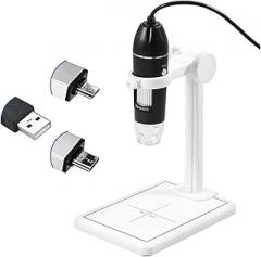Microscopes Equipment Digital Microscope 8 LEDs 2MP Electronic Microscope with Lift Stand USB Zoom Camera(White)